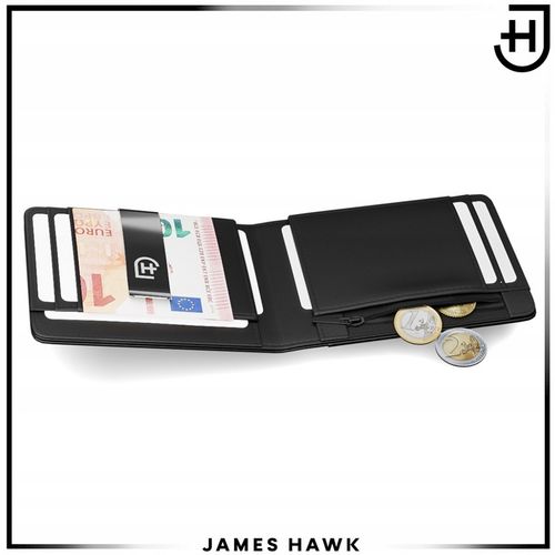 James Hawk Smart Wallet skórzany portfel męski slim 1,5 cm Czarny RFID na Arena.pl