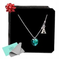 Naszyjnik SREBRNY SERCE SWAROVSKI dowolna literka łańcuszek z sercem