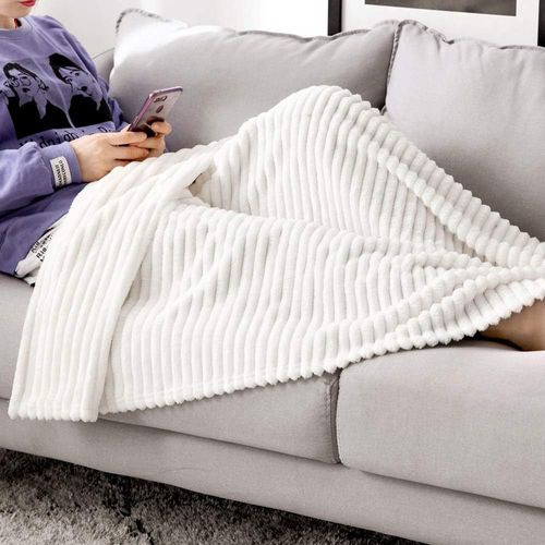 MIULEE Koc Dwustronna Flanela 125 cm x 150 cm Miękki Aksamitny Biały na Arena.pl