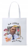 Prezydent Andrzej Duda Torba Eco Biała Shopper Z Nadrukiem Ze Zdjęciem