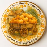 CIASTKO LUKROWANE OLD PUMPKIN WAGON ROZ.L KOŁO JESIEŃ RĘCZNIE ROBIONE