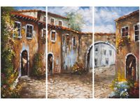 60 90CM OBRAZ 3 ELEM UROKLIWA ULICZKA DRUK PŁÓTNO RAMA