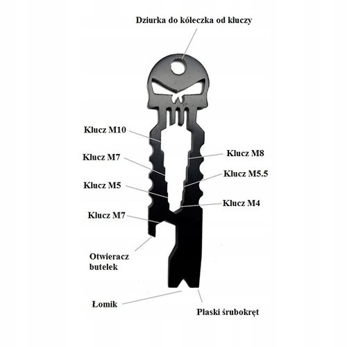 Breloczek do kluczy Czaszka Punisher Multitool Silver Mściciel Symbol Łomik na Arena.pl