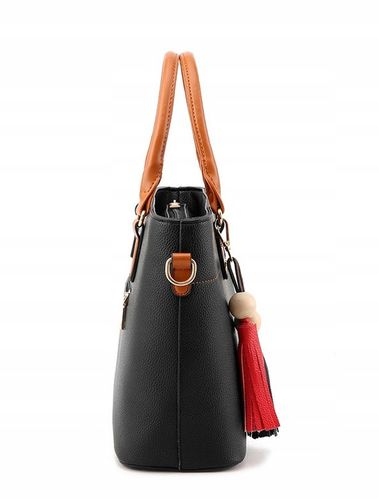 TOREBKA DAMSKA KUFEREK CZARNY z brąz DO RĘKI NA RAMIĘ LISTONOSZKA na Arena.pl