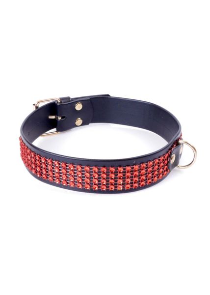 Fetish B - Series Collar With Crystals 3 Cm Red Line zdjęcie 2