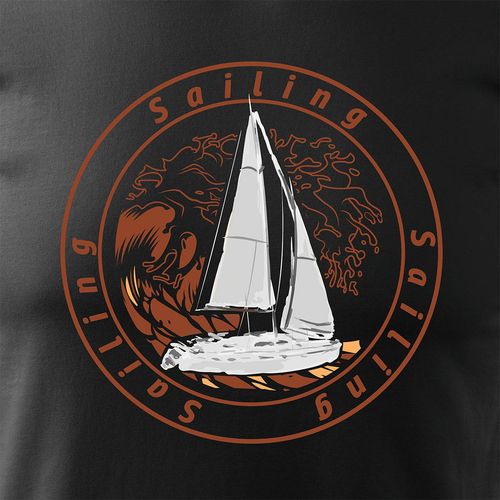 Koszulka żeglarska dla żeglarza z jachtem żaglówką męska czarna REGULAR XXL na Arena.pl