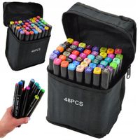 TG70308 MARKERY ALKOHOLOWE PISAKI DWUSTRONNE ZAKREŚLACZE 48SZT. ZESTAW+ETUI