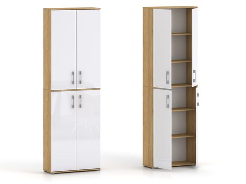 Szafa biurowa Pola 215 - 4D 80cm Hikora z białymi Frontami mat/ połysk na Arena.pl