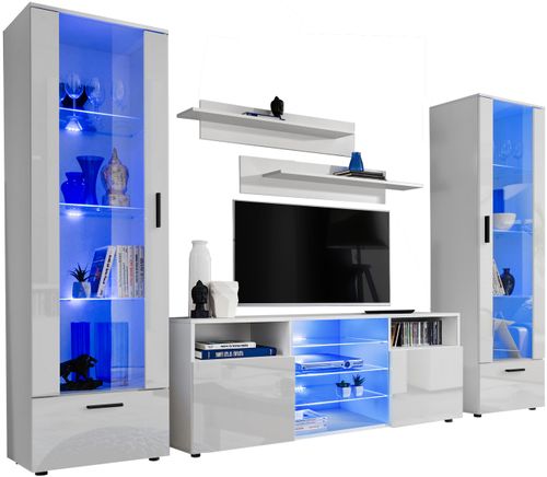 Pan Igiełka Meblościanka LED RGB Czarny Biały Dąb Wotan Zestaw Mebli na Arena.pl