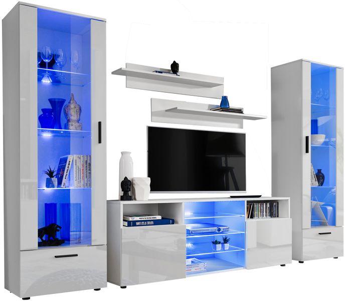 Pan Igiełka Meblościanka LED RGB Czarny Biały Dąb Wotan Zestaw Mebli zdjęcie 16