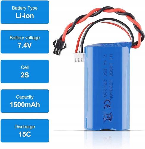 Bateria Lipo 1500mAh 7.4V 2S z ładowarką USB do zabawek Rc U12A S033G Q1 na Arena.pl