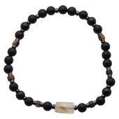 Bransoletka męska na gumce - onyks, turmalin czarny, tygrysie oko, cytryn 22 cm