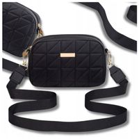 Czarna pikowana mała torebka skórzana na ramię torba damska ekoskóra lekka