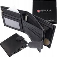 PORTFEL Męski Skórzany Zamek Bilon ANTYKRADZIEŻOWY na Karty RFID /