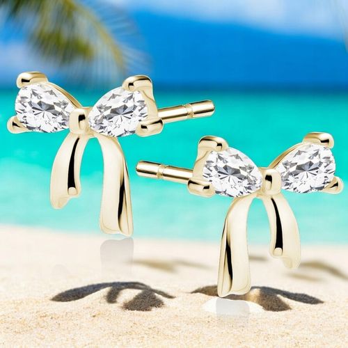 KOLCZYKI SREBRNE 925 Pozłacane z cyrkoniami KOKARDKI KOKARDY Wkrętki Prezen na Arena.pl