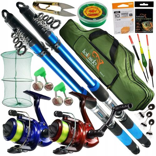 ZESTAW WĘDKARSKI SPŁAWIK 2,1M DWIE WĘDKI 2x KOŁOWROTKI DUZY ZESTAW 17 na Arena.pl