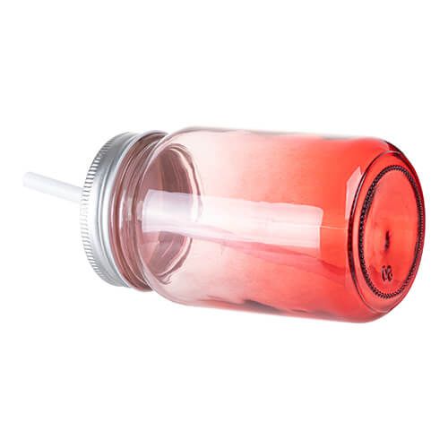 Kubek szklany Mason Jar 450 ml bez uszka do sublimacji - czerwony gradient na Arena.pl