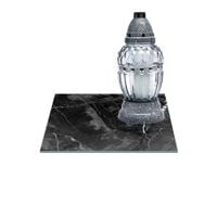 SZKLANA PODSTAWKA POD ZNICZE Z DEDYKACJĄ 35x35cm Obsydian 257g