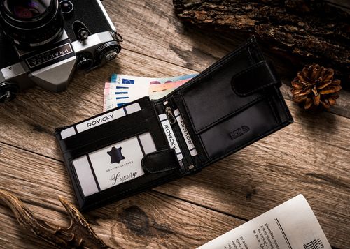 elegancki portfel męski z systemem antyskimmingowym rfid protect - rovicky na Arena.pl