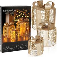 3x Prezent Świecący Złoty Świąteczny Podświetlany Dekoracja Ozdoba Lampki