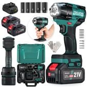 KLUCZ UDAROWY AKUMULATOROWY 800Nm BEZSZCZOTKOWY 2w1 MOCNY 21V DO KÓŁ 2xAKU