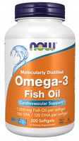 NOW Foods Omega-3 1000mg Kwasy 180mg EPA 120mg DHA Molecularly Dist