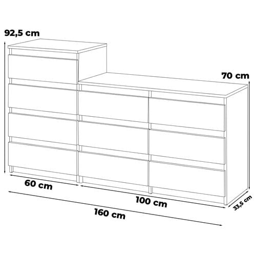 Komoda 10 Szuflad Pojemna Szafka Pod Telewizor Stolik Rtv 160cm Dąb Wotan na Arena.pl