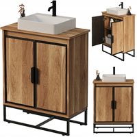 Szafka pod umywalkę łazienkowa 2 drzwiczki loft jasny brąz półka regał 82cm