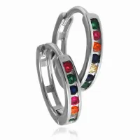 RODOWANE SREBRNE KOLCZYKI KÓŁECZKA CYRKONIE KOLOR