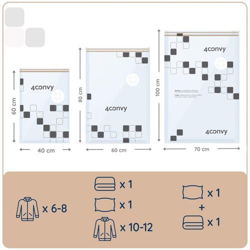 4CONVY Worki próżniowe na ubrania pościel 4XS 3M 2L przebadane bezpieczne na Arena.pl