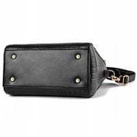 TOREBKA Damska CZARNA EKO Skóra Krokodyla Usztywniana Elegancka Brelok Kot