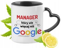 Dla Managera Kubek Czarny Z Uszkiem W Kształcie Serca Na Prezent