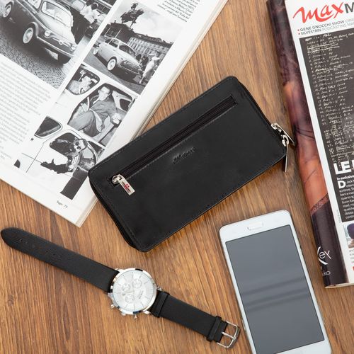 ALBATROSS etui skórzane płaskie na telefon ze szlufką na pasek J010 czarne na Arena.pl