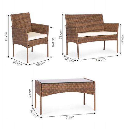 ZESTAW MEBLI OGRODOWYCH Z TECHNORATTANU ŁAWKA STÓŁ KRZESŁA BRĄZ MultiGarden na Arena.pl