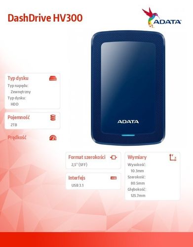 DashDrive HV300 2TB 2.5 USB3.1 Niebieski na Arena.pl