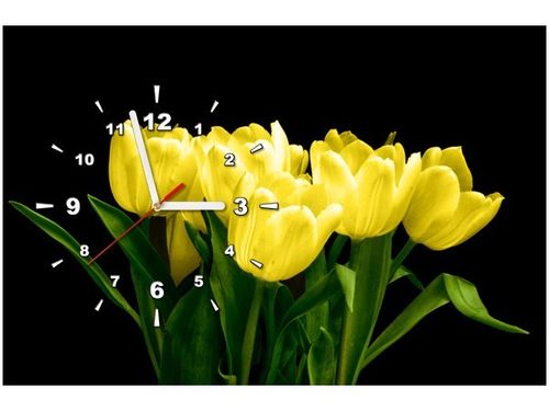 60CM 40CM ZEGAR OBRAZ ŻÓŁTE TULIPANY- MARK FREETH RAMA ŚCIENNY na Arena.pl