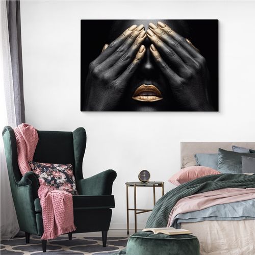 Obraz Ścienny PORTET Kobiety Złoty Make Up 40cm x 30cm na Arena.pl