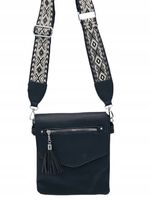 Erick Style - torebka listonoszka skóra ekologiczna pasek BOHO czarny A0951