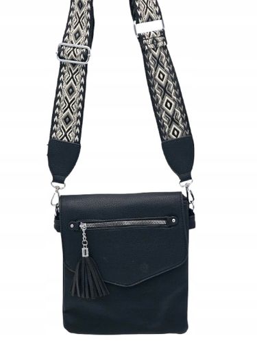 Erick Style - torebka listonoszka skóra ekologiczna pasek BOHO czarny A0951 na Arena.pl