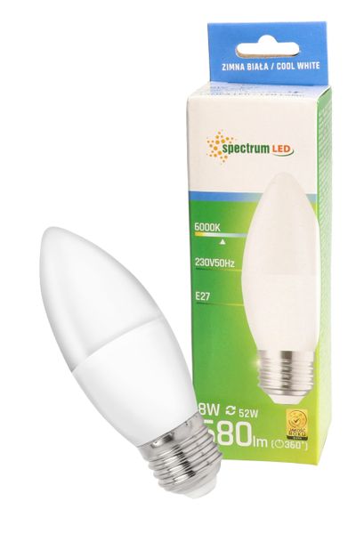 Żarówka LED E27 świecowa 8W zimna CW Spectrum zdjęcie 1