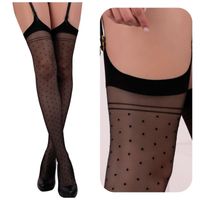 POŃCZOCHY DO PASA CZARNE UROCZE KROPKI 20 DEN R2