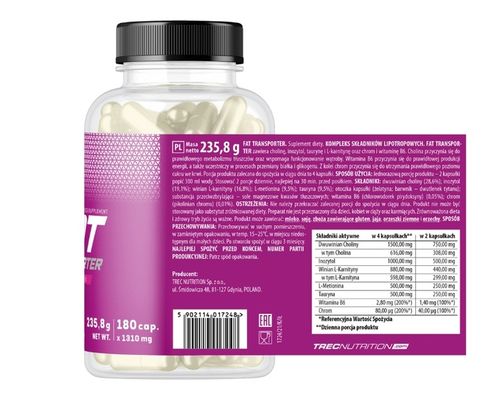 Trec Fat Transporter 180 caps. Cholina Spalacz Tłuszczu na Arena.pl