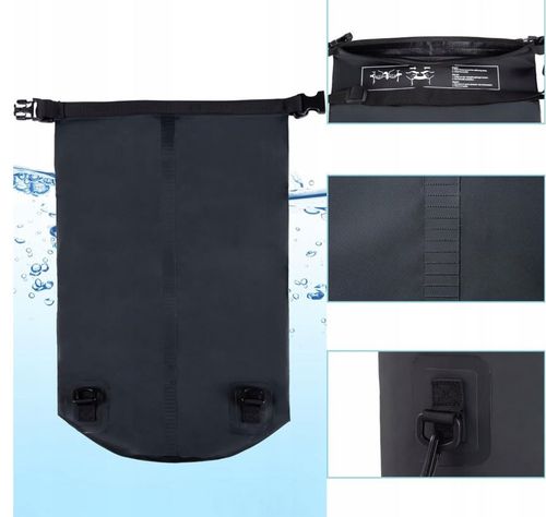 WOREK WODOODPORNY WODOSZCZELNY KAJAK TORBA PLECAK TURYSTYCZNY 20L CZARNY na Arena.pl