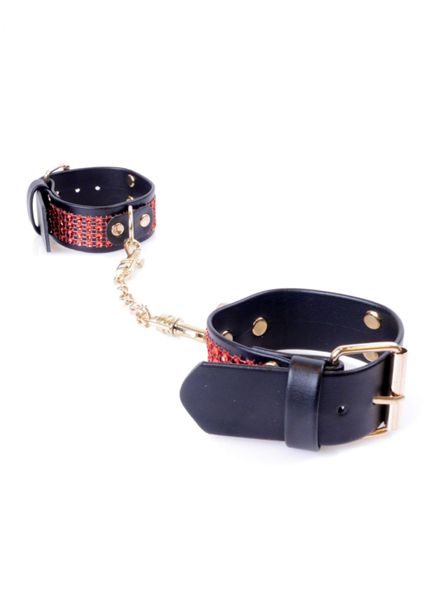 Fetish B - Series Handcuffs with cristals 3 cm Red Line zdjęcie 3