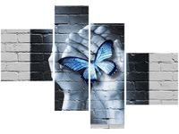 100 70CM OBRAZ 4 ELEM MOTYL DŁONIACH DRUK PŁÓTNO RAMA