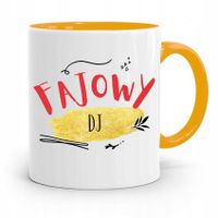 Dla Dja Muzyka Kubek Żółty Fajowy Dj Prezent Z Nadrukiem Ze Zdjęciem