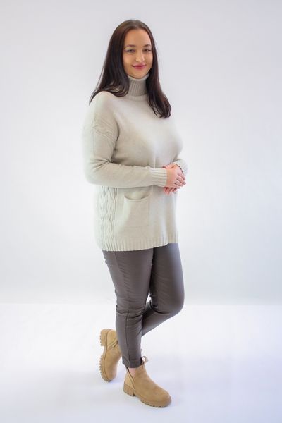 Sweter Golf z Kieszeniami Beżowy UNI zdjęcie 5
