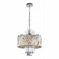 Lampa Wisząca MARGOT Srebrny Szklane Kryształy 9xE14 55x120cm Żyrandol Dom