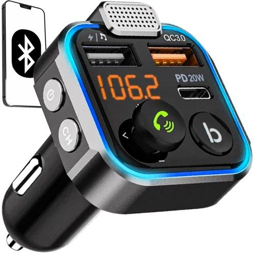Transmiter Bluetooth FM Ładowarka Adapter 2xUSB + USB Typ-C Mp3 Samochodowy zdjęcie 1