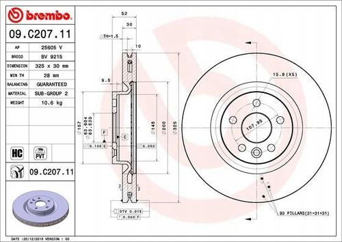 TARCZA HAM PRZOD 325X30 V BREMBO na Arena.pl
